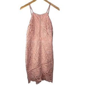 OBS fashion ladies crochet knit mini dress sleeveless pink mauve NWT Medium M